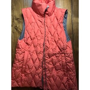Moosejaw Mountaineering Womens Large Coral Pink Orange Diamond Quilt Puffer Vest